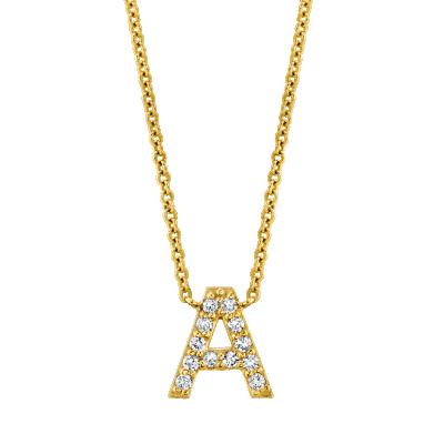 China FASHIONABLE Wholesale Ladies 14K Gold Initial A Real Diamond Necklace for sale