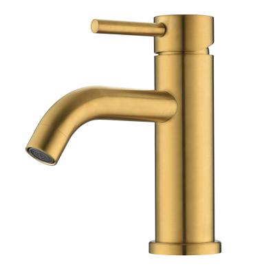 China GALENPOO Contemporary Bathroom Faucet Brushed Gold, Single Hole Bathroom Sink Faucet Brass, Modern Single Handle Vanity Faucet for sale