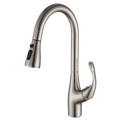 China GALENPOO contemporary one handle pulldown kitchen faucet featuring power push and reflex stain resist brass for sale