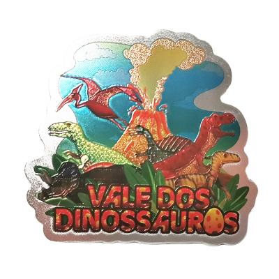 China Shape Factory Custom Design Souvenir Promotion 3D Aluminum Foil Dinosaur Tourist Fridge Magnet for sale