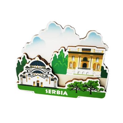 China Wholesale Custom Wooden Souvenirs Serbia 3D Fridge Magnets From Eco-Freindly Manufacturers for sale