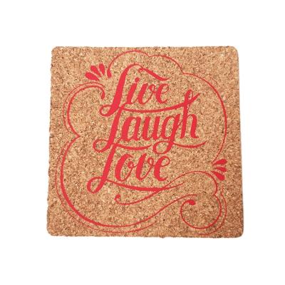 China Manufacturer Stocked Custom Design Coaster Waterproof Antiskid Cork Wooden Love Coaster for sale