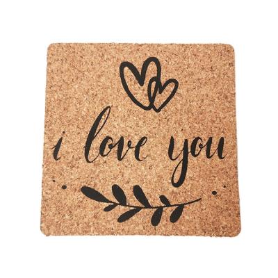 China Manufacturer Stocked Custom Design Waterproof Non Slip Cork Wooden Coaster Valentine Coaster for sale