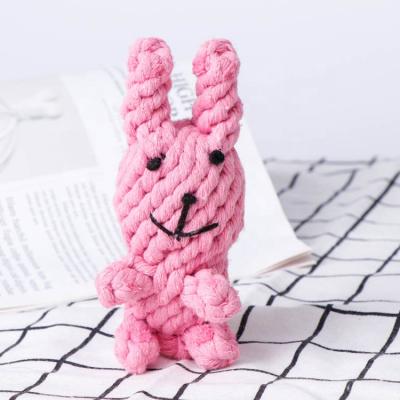 China Wholesale Custom Logo Rabbit Dog Manufacturer Logo Cotton Dogs Rope Bite Heavy Duty Animal Toy for sale