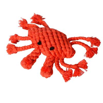 China Wholesale Custom Logo Manufacturer Cotton Rope Bite Crab Dog Stocked Heavy Duty Animal Toy for sale