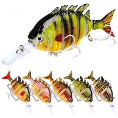 China Runtoo 100mm ABS Bionic Swimming Slow Descent 13.5g 6 Section 3D Printing Bass Lures Hard Multi Joint for sale