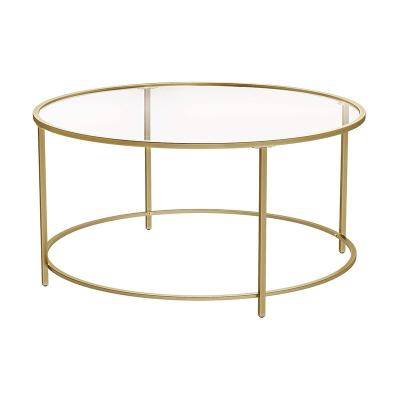 China (Other) Contemporary Circular Nested Glass Adjustable Gold Metal Side Countertops Coffee Table Curved Materials Table Set Nested Table for sale