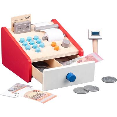 China Educational Toy 2021 new design pretend play toy wooden kids cash register interest cultivation play house props children's toys, for sale