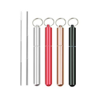 China Straw Custom Reusable Design Telescopic Viable Collapsible Metal Holiday Drinking Straws Set With Carry Case for sale