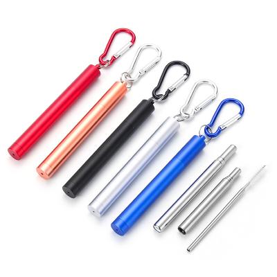 China Eco-Friendly Collapsible Sustainable Folding Straw Stainless Steel Reusable Metal Straw Portable With Case Sweep Bar Drinking Accessories for sale