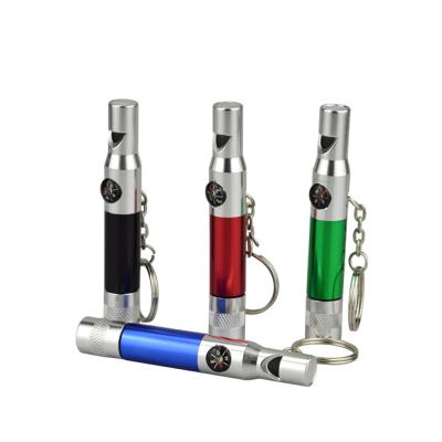 China Emergency 1 Bright 3 in 1 Aluminum Alloy Customized Emergency Whistle Color Mini LED Flashlight Key Chain With Compass for sale