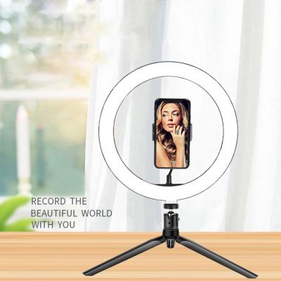 China Dimmable Selfie Ring Fill Light Mini Photographic Ring Light Stand With 10 Inch Led Selfie Lighting Tripod for sale