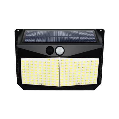 China Solar Lighting 6W Solar Power Radio 4 LED Wall Lamp 3 Modes Outdoor Side Outdoor Security LED Motion Sensor Solar Wall Light for sale