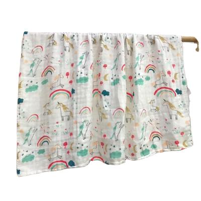 China Anti-bacteria Wrap Baby Blanket Muslin Organic Cotton Muslin Wrap Printing Cotton Muslin Blanket Gauze for sale