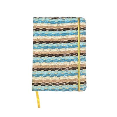 China A5 Hardcover Notebook Fabric Journal Hardcover Gold Ribbon Mark and Elastic Band Office School Special Notebook for sale