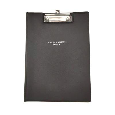 China A4 Storage PU Clipboard Texture PU Metal Clip Inside Plastic Pouch Hot Foil Stamping Clipboard for sale