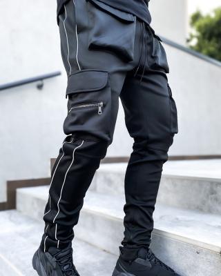 China Anti-Wrinkle QC Stylish Mens Sweatpants Cargo Track Tactical Pants Teams Reflective Jogger Pants With Side Pockets for sale