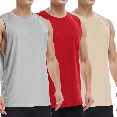 China Custom Casual Fitness Mens Tank Top Fashion Anti-wrinkle QC-01 Loose Solid Logo T Shirts For Men for sale