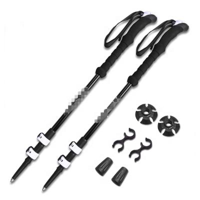 China Lightweight Aluminum Alloy 4 - Sections Adjustable Trekking Canes Poles For Travel Mountaineering for sale