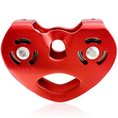 China Pull Cable FEISTEL 25KN Aluminum Alloy Double Pulley Portable Outdoor Fixed Rescue Pulley for sale