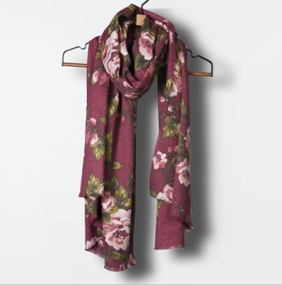 China JDQ02 Wholesale Luxury Cotton Winter Rose Print Warm Elegant Women's Scarves Shawl Scarf For Women for sale