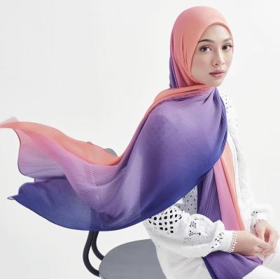 China High Quality Cotton JKC05 Mini Pleated Chiffon Pashmina Hijab Cotton Scarf For Women Muslim Shawl For Malaysia for sale