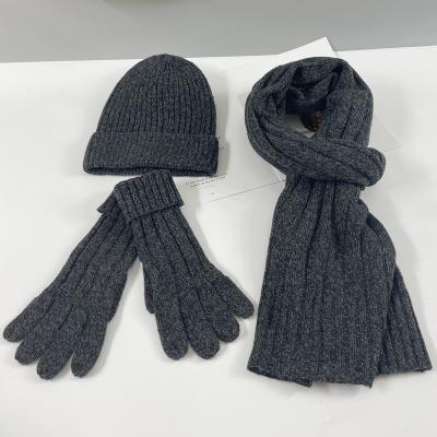 China Regular JKS000 Regular 2021 Autumn Winter Fashion Solid Color Winter Felted Hat And Scarf Wool Knitting Set for sale