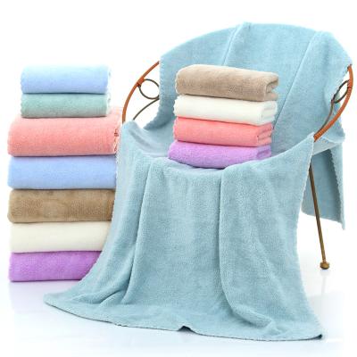 China Solid Color JKZ8901 Daily Life Fleece Towels Bath Towel Soft Sustainable High Density Coral Wholesale for sale