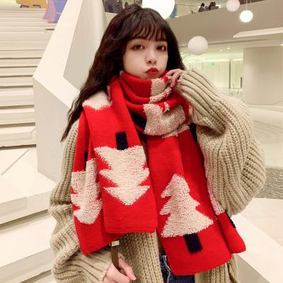 China Wholesale Fashionable Elegant Long Print JWK1804 Pattern Thicken Keep Warm Winter Christmas Gift Wool Scarf For Women for sale