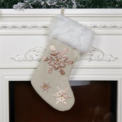 China Christmast Ornament JTW3023 Snowflake Printing Christmas Gift Bag Christmas Tree Ornament Christmas Decoration Supplies Socks Stockings for sale