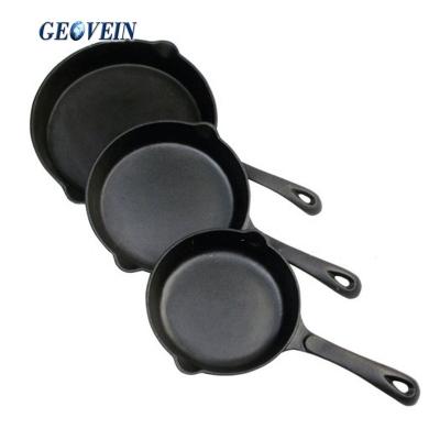 China Sustainable Pre-Seasoned Cast Iron Cookware 3 Pcs Non Sticky Camping Stove for sale