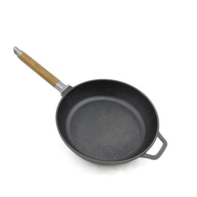 China Frying pan 24cm times non-stick minimalist cast iron with removable wooden handle for sale