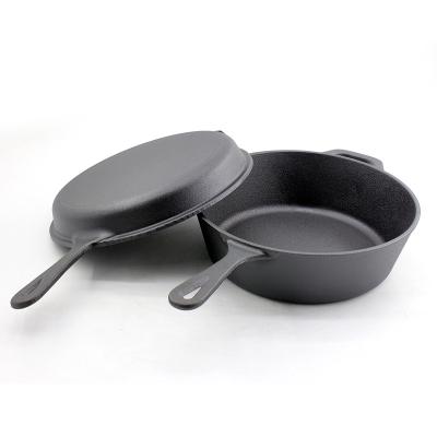 China Sustainable Double Used Cast Iron Sauce Pot And Pan Combo Set Multi Cooker With Frying Pan for sale