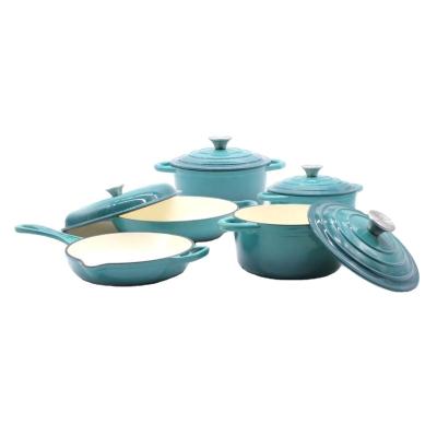 China Sustainable Kitchen Cooking Pots Non Melting Sets Cookware 5 Pcs Stick Enamel Set Colored Casserole for sale