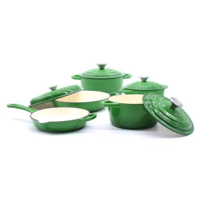 China Sustainable Cookware Nonstick Pot Set Enamel Utensils 5pcs Premium Grade Kitchen Cookware Set Green for sale