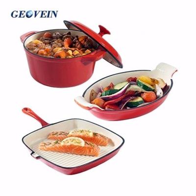 China Sustainable Food Grade Kitchen Ware Casserole Pot Set 4-Piece Cookware And Bakeware Set With Nonstick Coating for sale