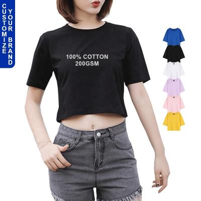 China Anti-pilling 2022 100% Cotton 180GSM Ladies Clothing Custom Printing Simple Women Fitted Womens T-shirts Femme Girls Slim Fit Graphic for sale