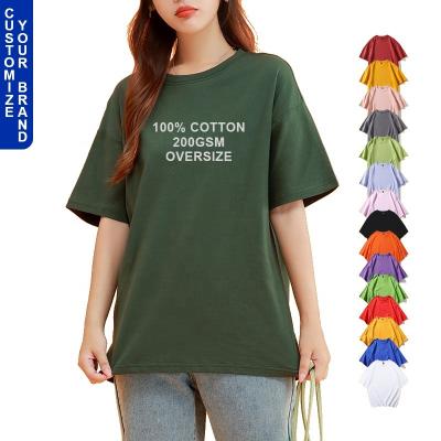 China Anti-pilling 100% Cotton 200GSM Oversized Plus Size Drop Shoulder Feminine Women's T-Shirts for sale