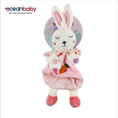 China No fluorescer/soothe the baby/Soft and skin-friendly Auditory development rabbit plush soft baby comforter for sale