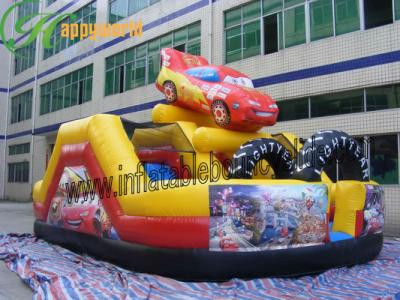 China Promotion Commercial Small Cartoon Car Inflatable Slide For Outdoor Entertainment for sale