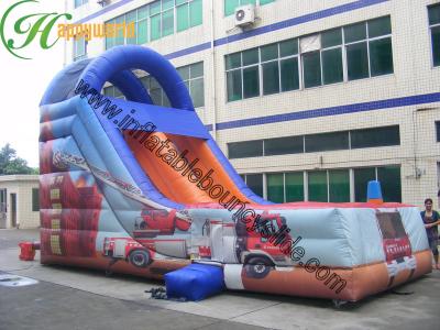 China Customized Outdoor Inflatable Slide / Commercial Fire Truck Inflatable Slide for sale