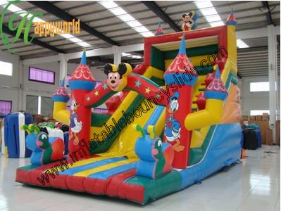 China ODM Mickey Mouse Opblaasbare Bouncy Dia met Commerciële Springende Uitsmijter Te koop