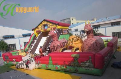 China Outdoor PVC Tarpaulin Fire Retardant Inflatable Fun City With Bouncy Slide for sale