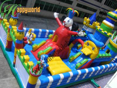 China Durable Happy Clown Island Inflatable Fun City Commercial Bouncers With Big Playground for sale