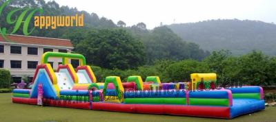 China Funny Huge Inflatable Obstacle Course Rental With Jumping Castle Slide for sale