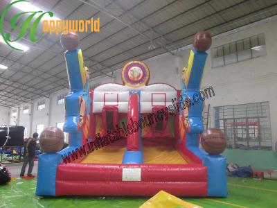 China Double Lane Basketball Inflatable Sports Games With 0.55mm PVC Tarpaulin for sale