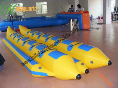 China Excitingyellow PVC Inflatable Banana Boat With Double Row For Water Games for sale