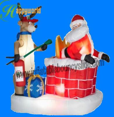 China Commercial Inflatable Yard Decorations Christmas / Inflatable Santa With Reindeer for sale