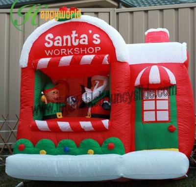 China Lovely Large Inflatable Christmas Decorations With Inflatable Santa Workshop for sale