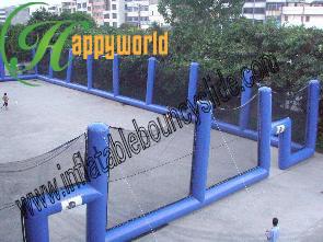 China Customized Large Blue Inflatable Paintball Bunkers Arena with Net For Paintball Games for sale